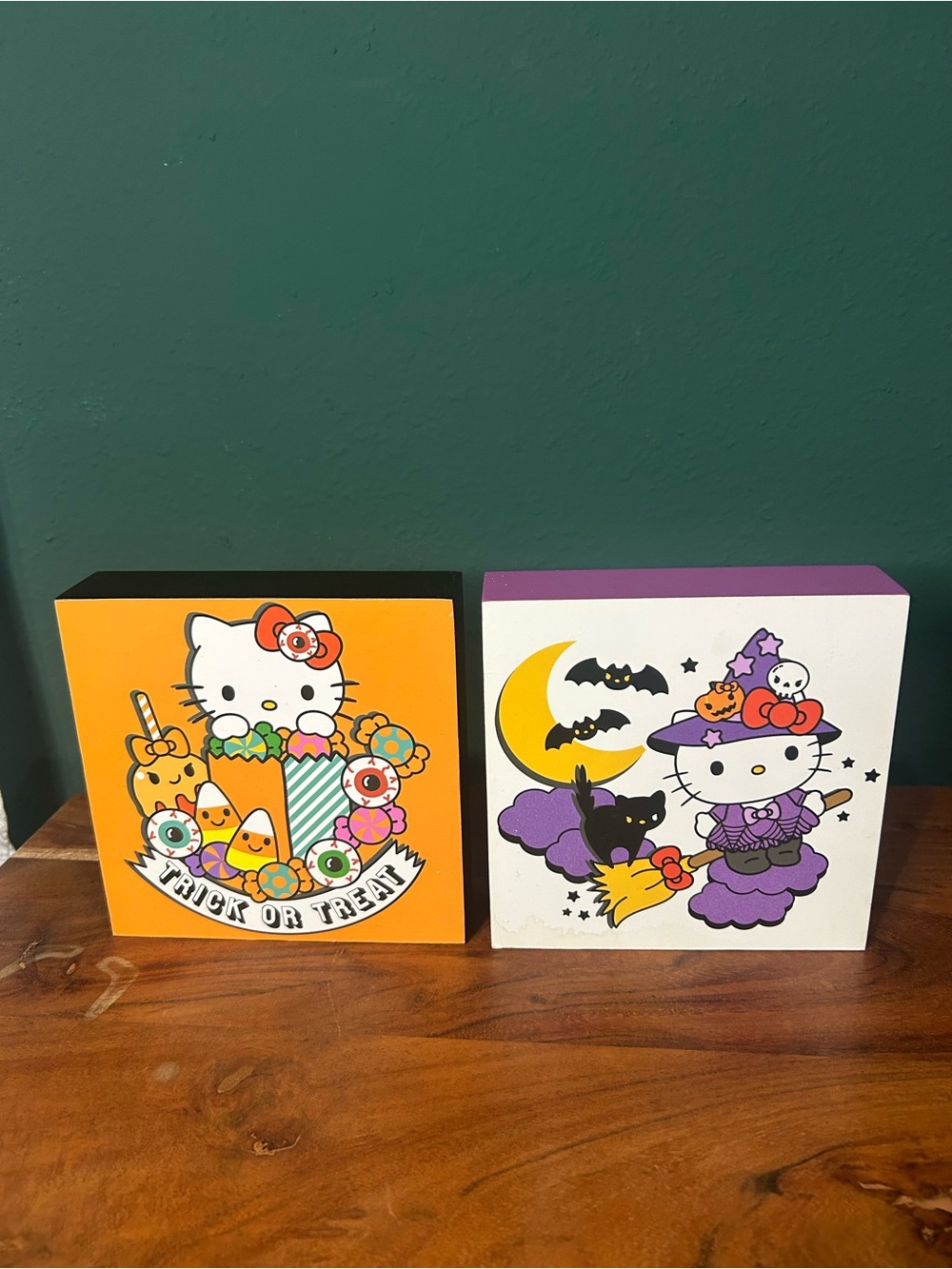 Hello Kitty Halloween Decorative Blocks - Orange & Purple Accents